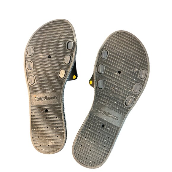 Juicy Couture Black Slides Rainbow Heart Logo Silver Glitter Pride Size 7.5 - Picture 8 of 8